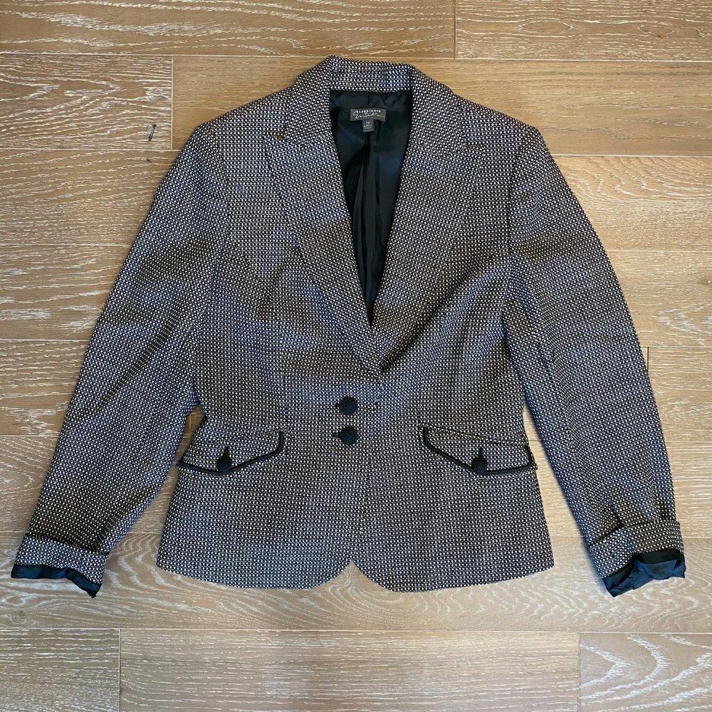 Classiques Entier Wool Ribbon Trimmed Blazer | Black & White | 12